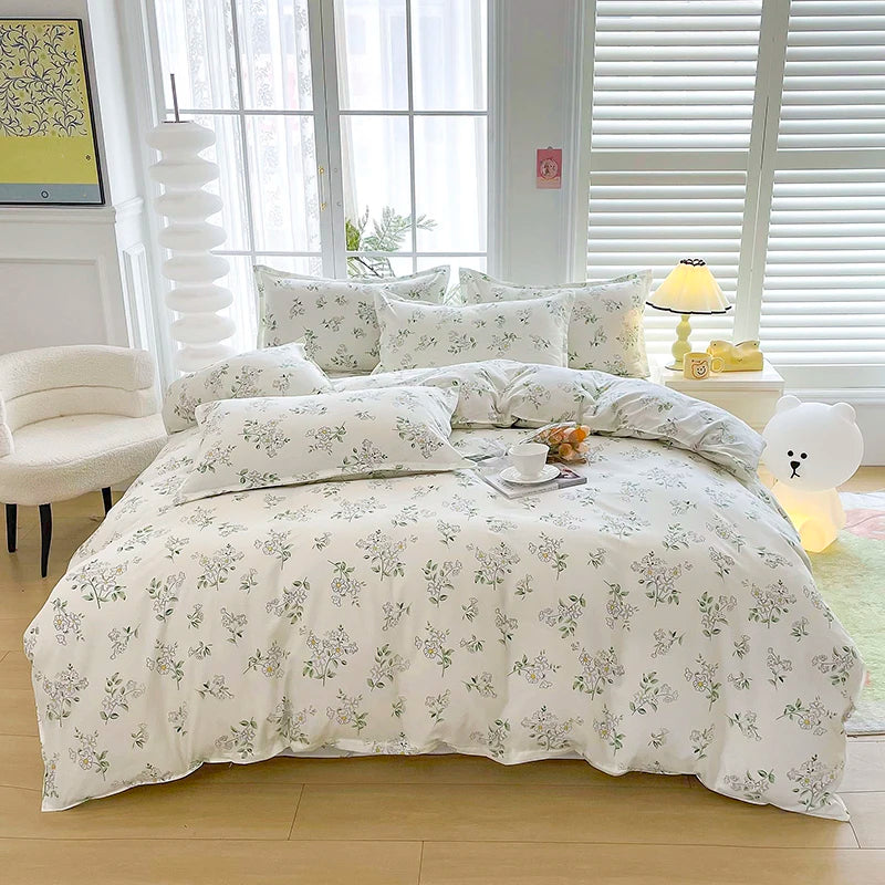 Solstice Bedding Set Duvet Cover Pillowcase Bed Linens Set Green Flowers Quilt Cover Beds Flat Sheet Twin Full Queen King Size