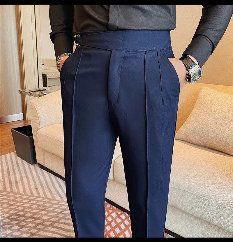 High Quality Men's Suit Pants Solid Color England Style Slim Fit Smart Casual Trousers Men Spring Autumn Fashion Suit Pants Man