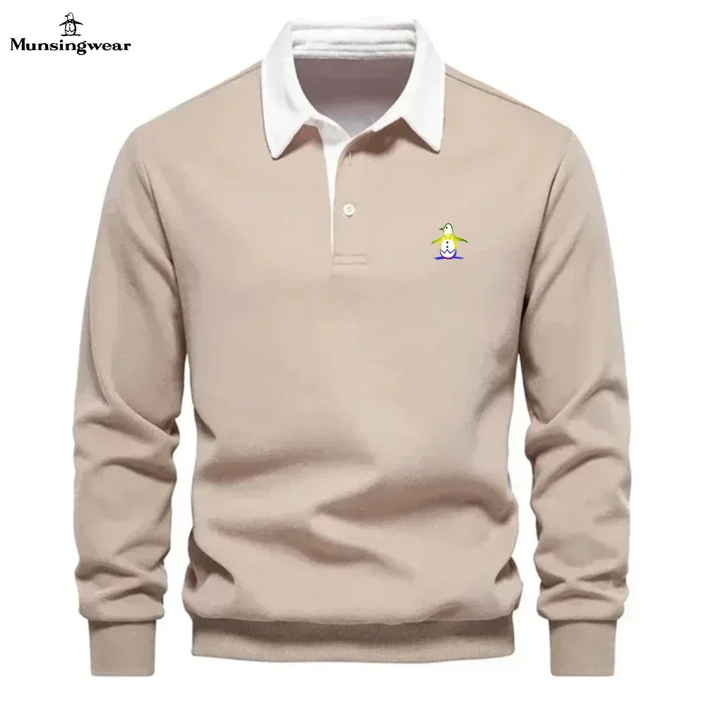 Brand Munsing Golf Shirts Autumn Winter Long Sleeve Men's Golf T-shirt Polo Shirt Casual Classic Solid Polo Neck Men's Golf Top