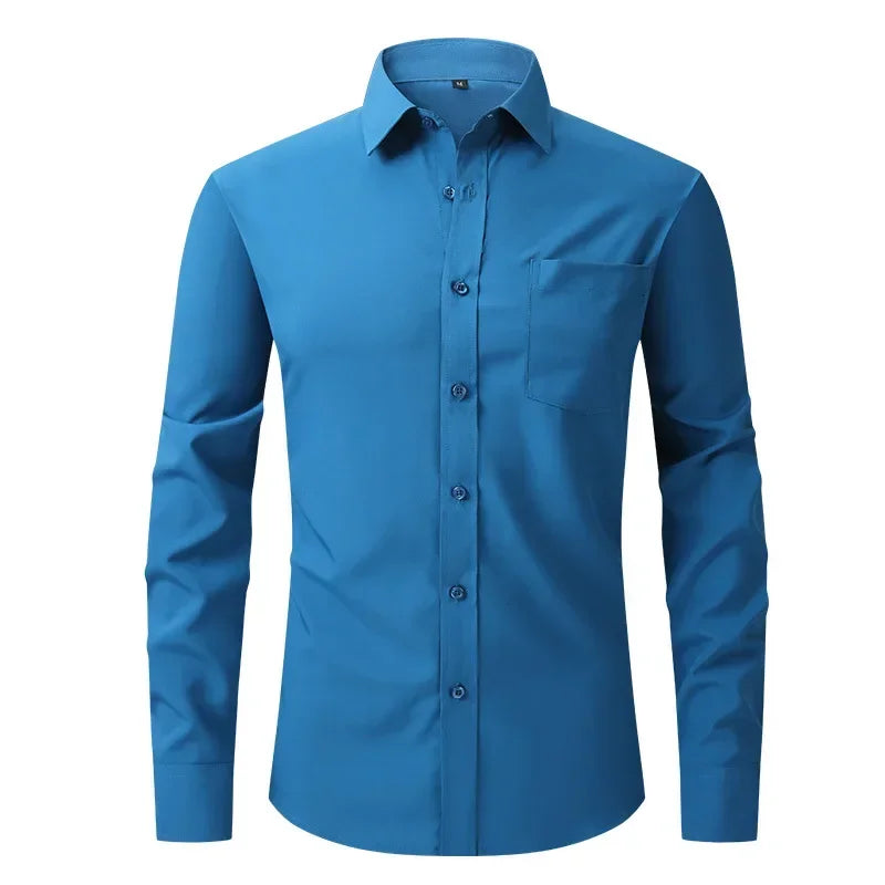 US Size Elastic Shirt New Men's Business and Leisure Long Sleeved Shirt Slim Fit Professional Dress Best-selling Seasonal Style