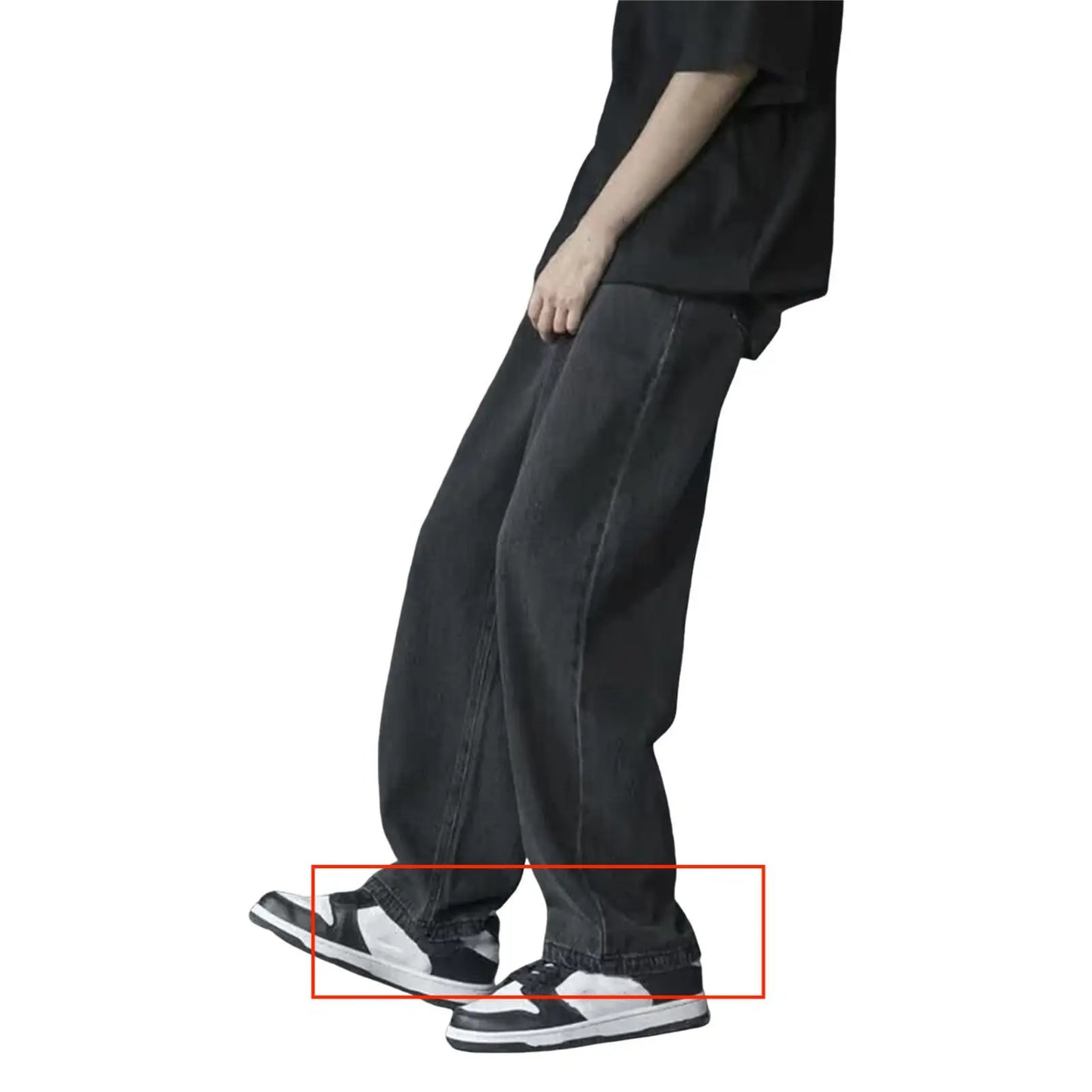 1Pc Trendy Oversize Jeans Zipper Fly/Drawstring Dressing Up Brushed Pants Thin Baggy Jeans Retro Wide Leg Man Pants Men Clothing