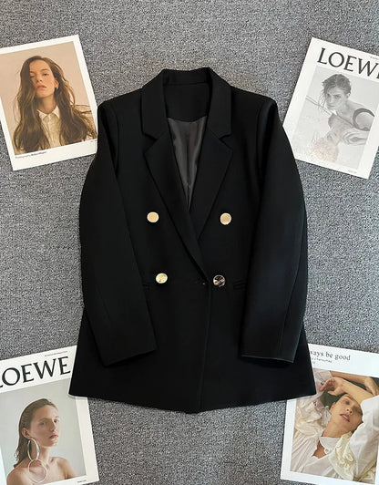 Office Lady Elegant Single Button Blazer For Women 2023 Autumn Long Sleeve Slim Stylish Jackets Winter Casual Chic Tops Coats