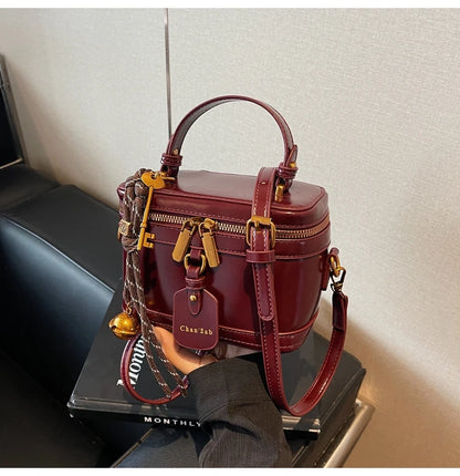 Luxury Burgundy Crossbody Bag 2025 New Women's Double Zipper Letter Design Underarm Bags Elegant High End Ladies Handbag Trend