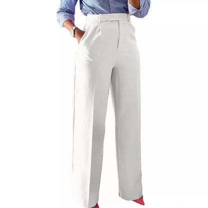 New Commuting High Waist Hanging Straight Leg Wide Leg Casual Formal Women's Pants