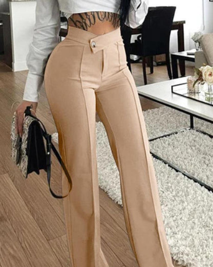 Elegant Women's Pants Summer Fashion Y2k Plain Zip Fly High Waist Office Lady Work Pants Casual Trousers 2023 Streetwear Clothes