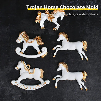 1pc Carousel Horse Silicone Cake Fondant Moulds Sugar Craft Cupcake Gum Paste Decorating Mould  chocolate mold  silicone mold