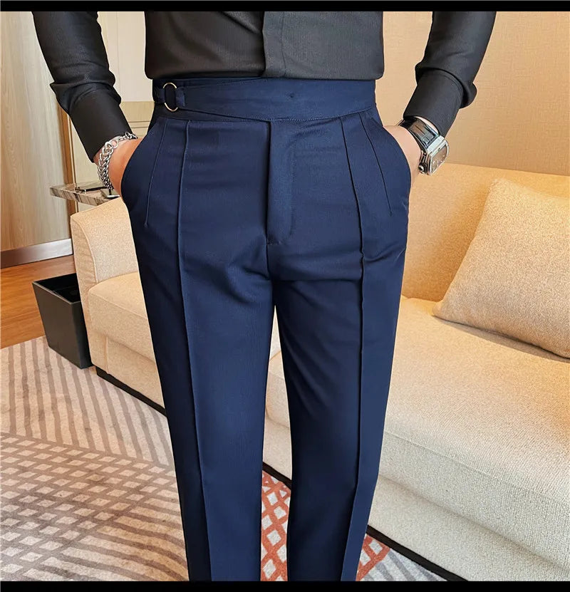 High Quality Men's Suit Pants Solid Color England Style Slim Fit Smart Casual Trousers Men Spring Autumn Fashion Suit Pants Man