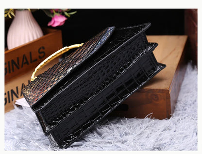 Fashion Brand Genuine Leather Women's Handbags 2024 New Crocodile Pattern Shoulder Crossbody Bag Lady Party Messenger Shell Bags