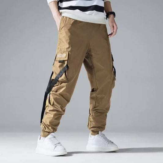 2025 Multi-Pockets Spring Cargo Pants Men Slim Khaki Joggers Streetwear Men Casual Harem Jogging Sports Long Pants Male Trousers