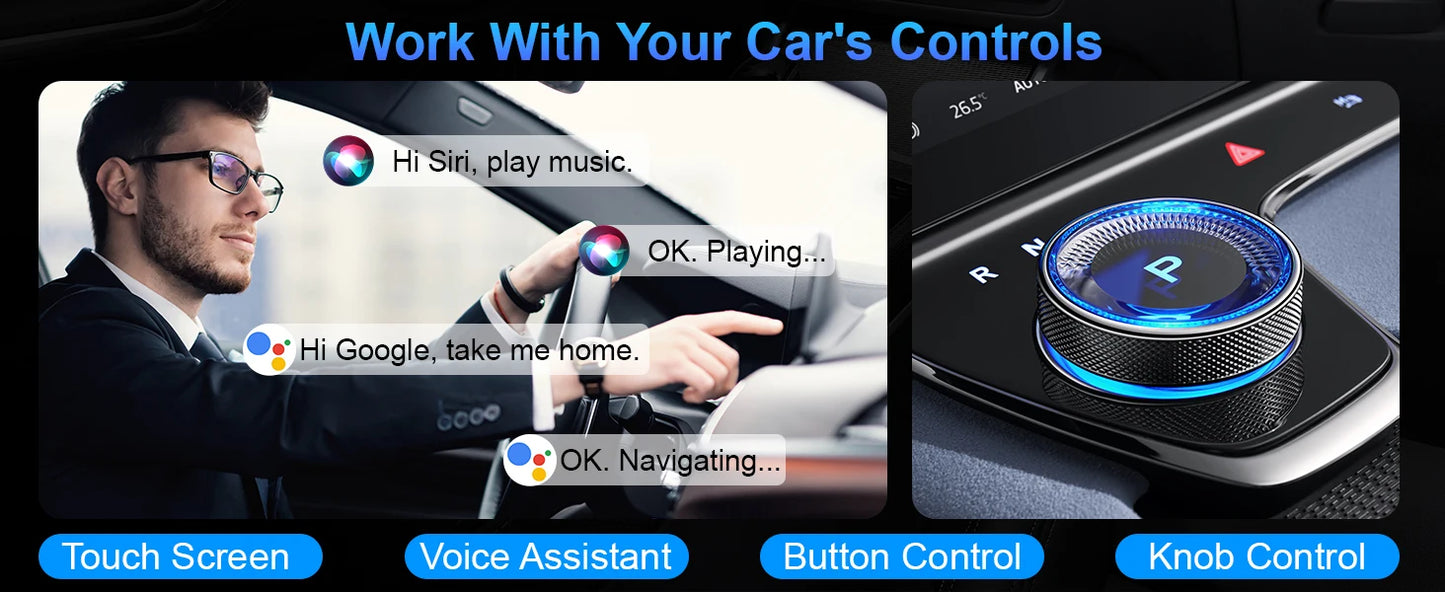 Adaptateur sans fil Carplay pour iPhone, CarPlay avec câble vers sans fil, Android Auto 2 en 1 Mini USB design