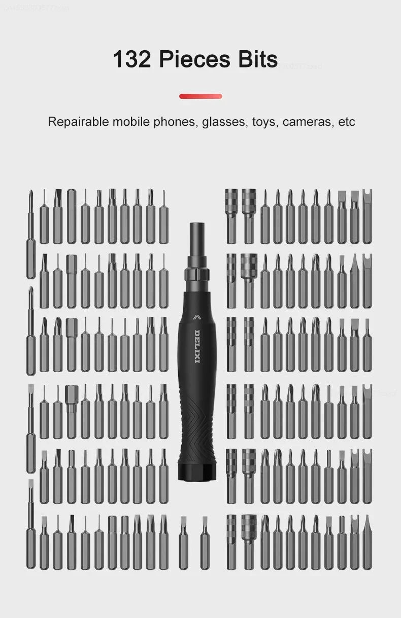 Xiaomi DELIXI 145-in-1 Screwdriver Set Precision Magnetic Screw Driver Bits Wireless Hand Screwdriver Portable Repair Kit Tools