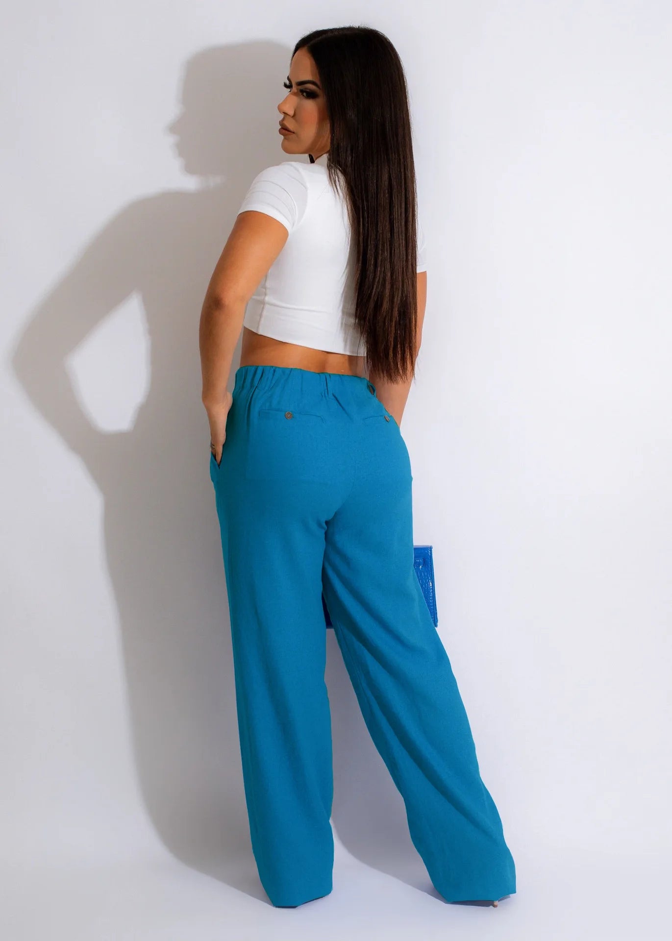 CM.YAYA Fashion Women Straight Wide Leg Zipper Fly Draped High Waist Tailored Trousers 2023 Summer OL Work Street Pants