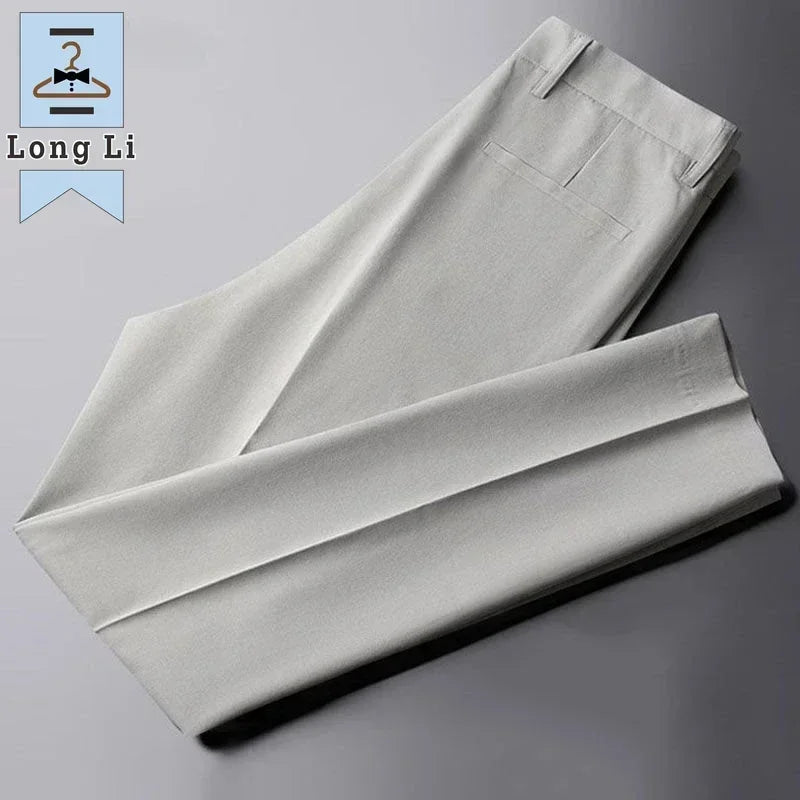 2023 Drape Trousers Trousers Men's Straight Slim Casual White Pants Men's Suit Anti-wrinkle High-grade Nine-point Pants