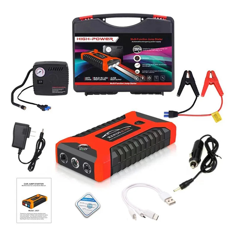 Démarreur de saut de voiture Portable, batterie externe 99800mAh, chargeur de démarrage d'urgence 600A 12V pour batterie Booster de voiture, dispositif de démarrage rapide