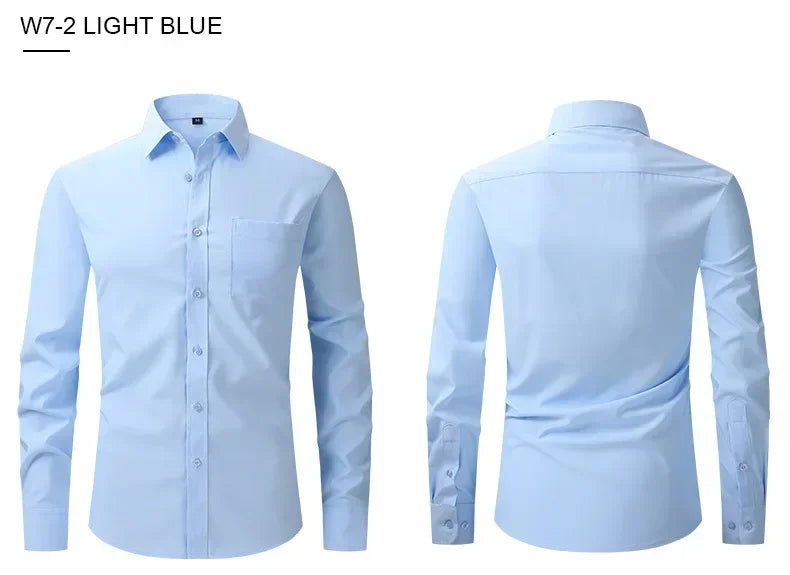 US Size Elastic Shirt New Men's Business and Leisure Long Sleeved Shirt Slim Fit Professional Dress Best-selling Seasonal Style