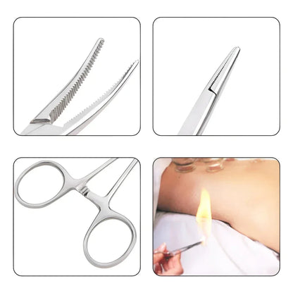 12.5/16/18cm Hemostatic Clamp Forceps Straight Curved Tweezers Medical Surgical Serrated Locking Forceps Curved Hemostat Farm