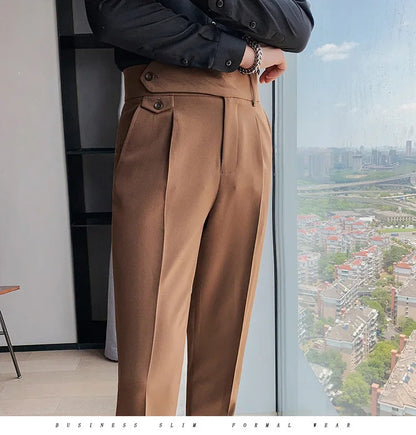 Men's Nine-Point Two-Piece Suit Pants Loose Fit Business Casual Straight Leg Lightweight Trousers Anti-Wrinkle Smooths Your Silh