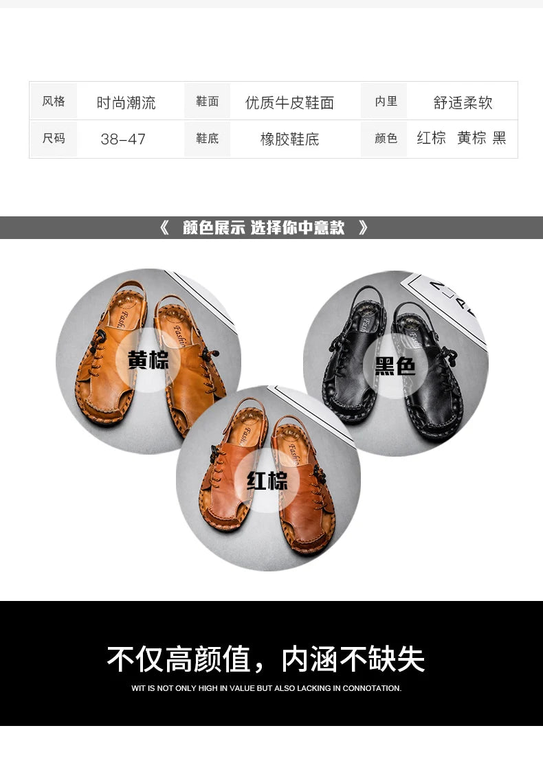 New In Sandals for Men Outdoor Beach Flats Breathable Casual Normal Leather Casual Anti Slip Designer Replica Summer Sandals