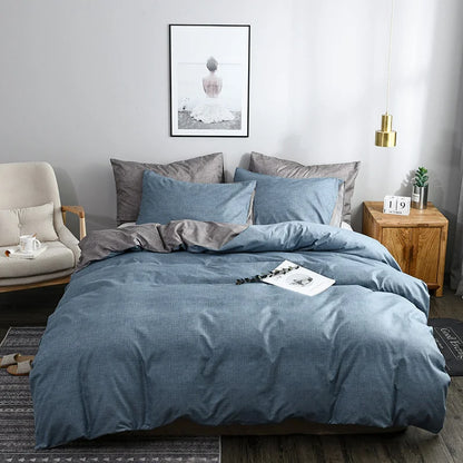 Simple Texture Grain Polyester Duvet Cover Set King Size Plain Queen Bedding Set Affordable Durable Quilt Cover and Pillow Case