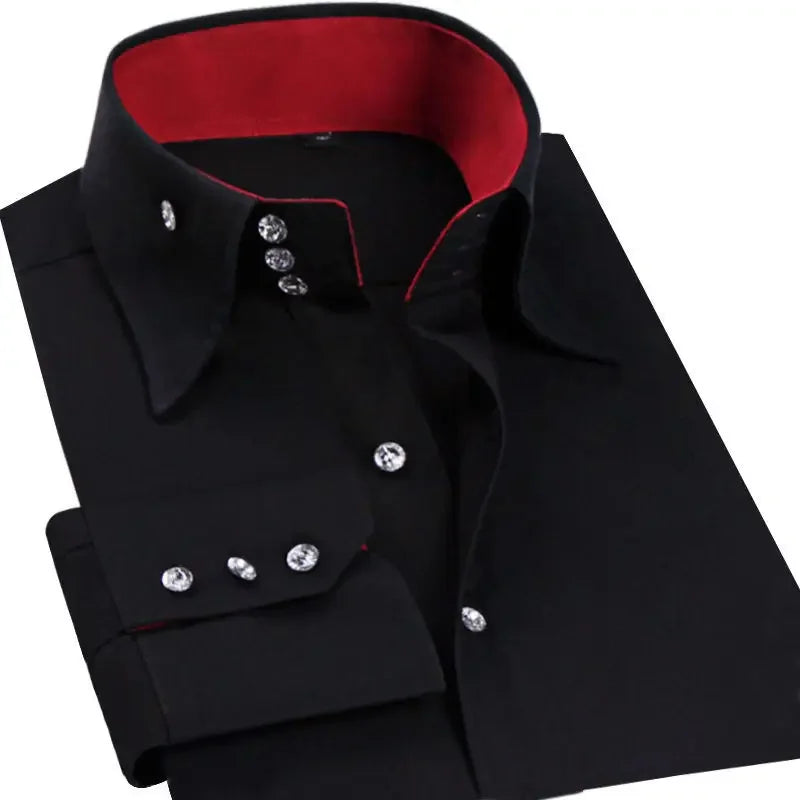 Premium Quality White Shirts for Men - Non-iron Wrinkle Resistant Dress Shirt Long Sleeve New Solid Male Clothing Black Navy