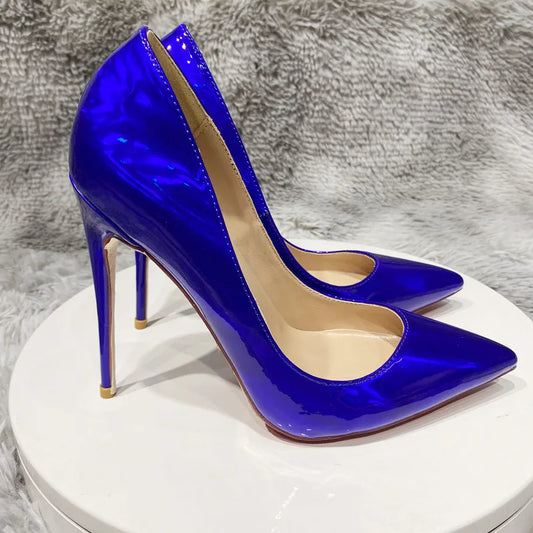 NoEnName_Null-women's high heels, Valentine's day Laser blue high   high heels, shiny luxury stripper high heels for wedding