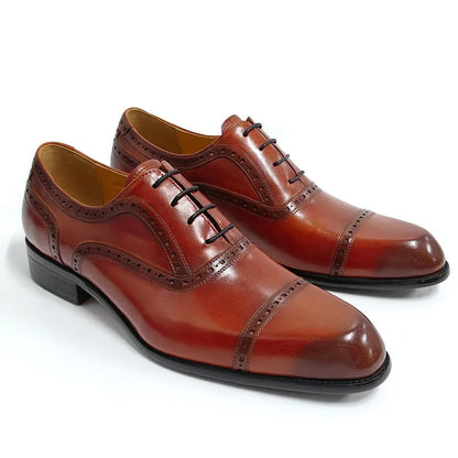 Classic Office Men Shoes Pure Handcrafted Lace-Up High Grade Cowhide Leather Formal Dress Wedding Party Shoes Ideal For Business