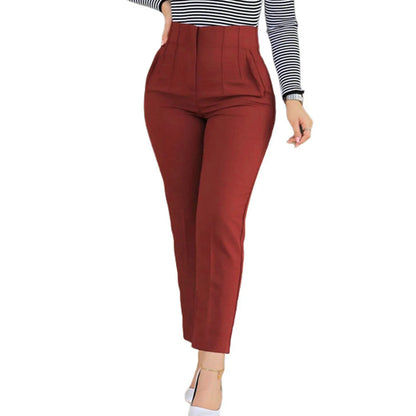 Elegant High Waist Cropped Work Pants for Women Black All-Match Daily Office Formal Wear Fashion Women's Trousers