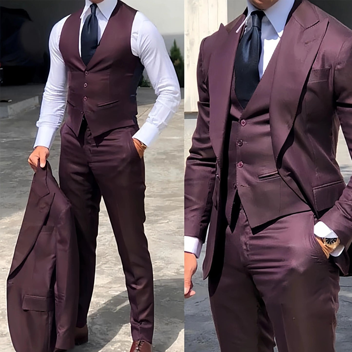 Black Men Suit Business Office Jacket Pants Vest Three-Piece Set Slim Fit Outfit Wedding Tuxedo for Male high-end Custom Clothes