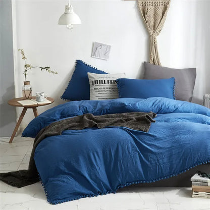 Nordic Simplicity Bedding Set With Pompom Duvet Cover Queen Size Comforter Bedding Sets King High Quality Bed Linen