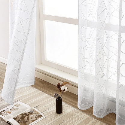 Modern White Stripes Sheer Curtain Modern Tulle Curtains for Living Room Window Curtain For Bedroom Home Decor Embroidery Drapes