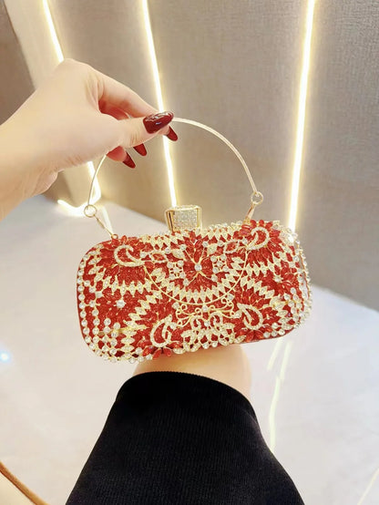 Women's Dinner Wedding Bag Studded Diamond Shoulder Crossbody Sequin Clutch Bag