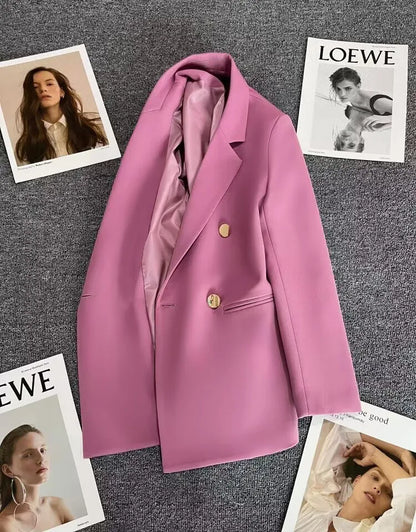 Office Lady Elegant Single Button Blazer For Women 2023 Autumn Long Sleeve Slim Stylish Jackets Winter Casual Chic Tops Coats