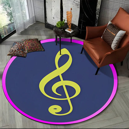 Piano Black White Key Music Symbol Area Rug,Round Carpet Rug for Living Room Bedroom Sofa Foot Pad Decor Non-slip Floor Mat Gift