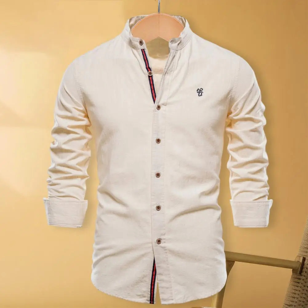 Men's Shirt Slim Fit Cotton Blend Long-Sleeved Stylish Breathable Easy-Care Summer Autumn Men's Shirts