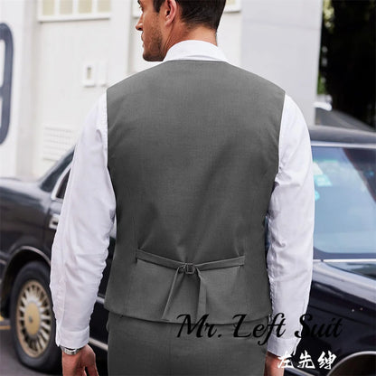 Men's Layered Suit Vest Business Dress Vests Formal Wedding Waistcoat Slim Fit