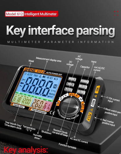 ANENG 612 Smart Digital Multimeters AC/DC Current Voltage Capacitance Professional Measurement Multimetro Test Tools