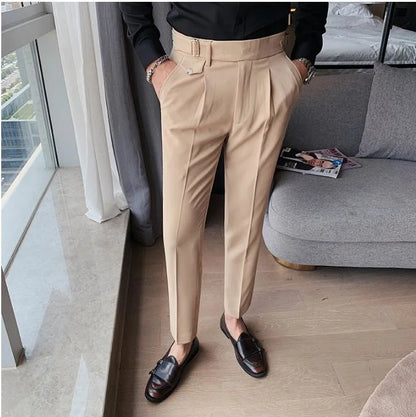 2024 Autumn Spring High Quality Men's Slim Fit Suit Pants Business Casual Trend Korean Fashion Straight Leg Pants 29-36