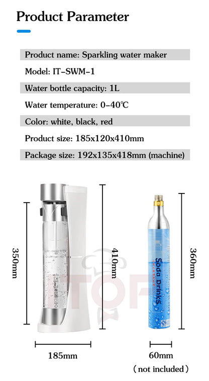 ITOP SWM-1 Sparkling Water Maker 1L Bottle Capacity Kinds of Sparkling Juice Drinks Pure Sparkling Water Sparkling Cocktail