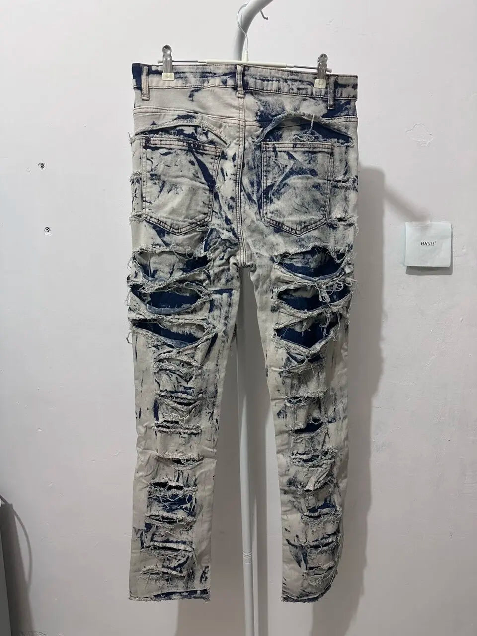 HKSH American High Street Erosion Damaged Vintage Jeans Men's Punk Trendy Straight Micro Flare Denim Pants Fashion Chic HK1205