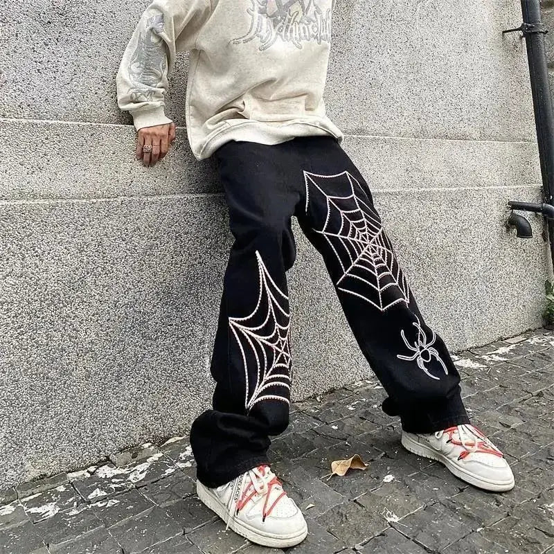 Streetwear Black Y2k Baggy Pants Men Anime Wide leg Sweatpants Male Oversize Techwear Print Straight Trousers 2023 New