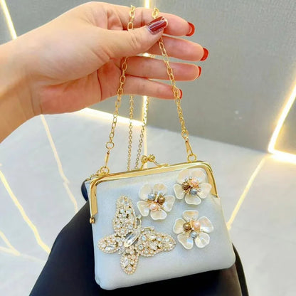 Women's Dinner Wedding Bag Studded Diamond Shoulder Crossbody Sequin Clutch Bag