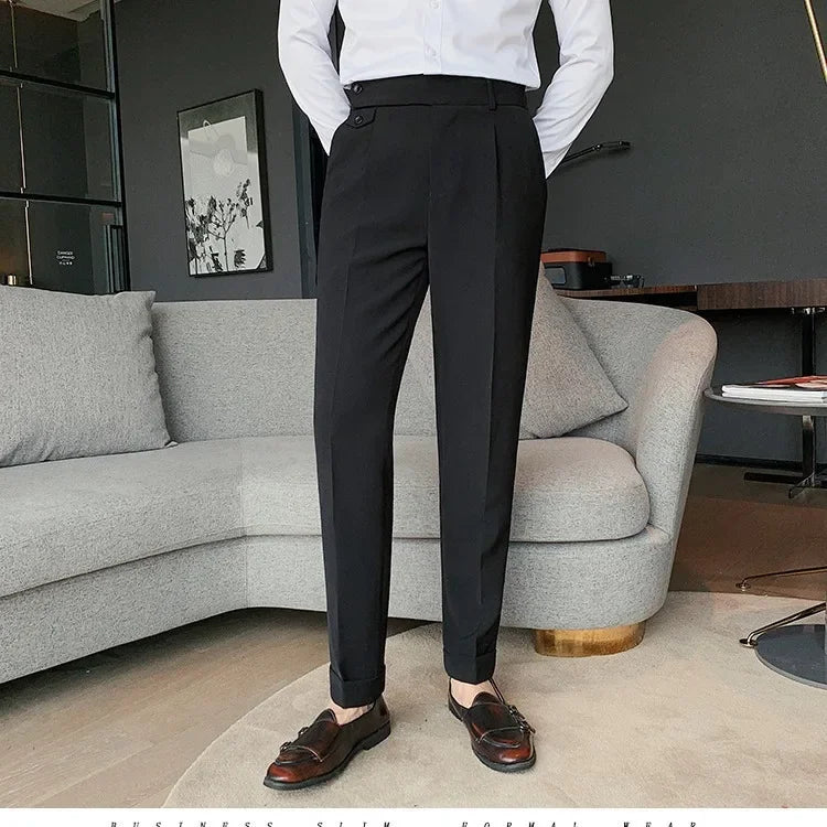 Men's Nine-Point Two-Piece Suit Pants Loose Fit Business Casual Straight Leg Lightweight Trousers Anti-Wrinkle Smooths Your Silh