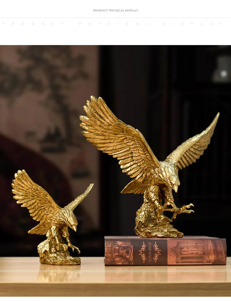 Resin American Golden Eagle Figurines Home Office Desktop Decoration Model Collection Statues Ornament Decor Objects Accessories