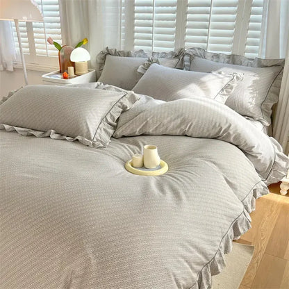 100%Cotton Duvet Cover Simple Style Quilt Cover with Ruffles Queen/King Size Cotton Bed Cover dekbedovertrek 240x220