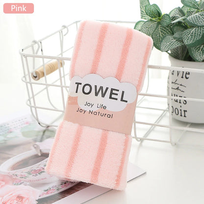 Bath Towel Coral Fleece Microfiber Striped Adult Household Textiles Bathroom Soft Woman Sauna Spa Absorbent Towel 35x75cm