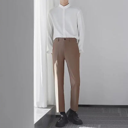 men's drape long pants, Korean version trend slim fit small foot casual pants, men's spring and autumn straight leg suit pants