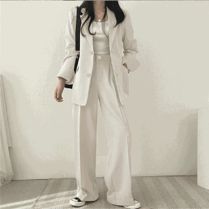 Fashion 2024 Spring and Autumn Small Suit Retro jacket slim 2-piece Set For Women Korean Style Casual Top and Pants Suit