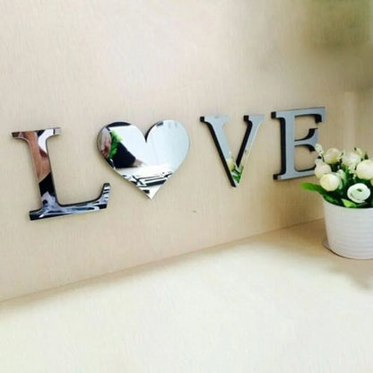 4pcs Letters Wall Stickers English Acrylic Mirrors Stickers Home Love Family Mosaic Tiles Wall Stickers For Wall Diy Home Decor