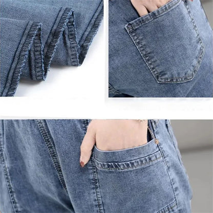 Ankle-length Mom Harem Vaqueros High Elastic Waist Korea new Casual Pencil Jeans Modern Fashion  Women Streetwear Denim pants