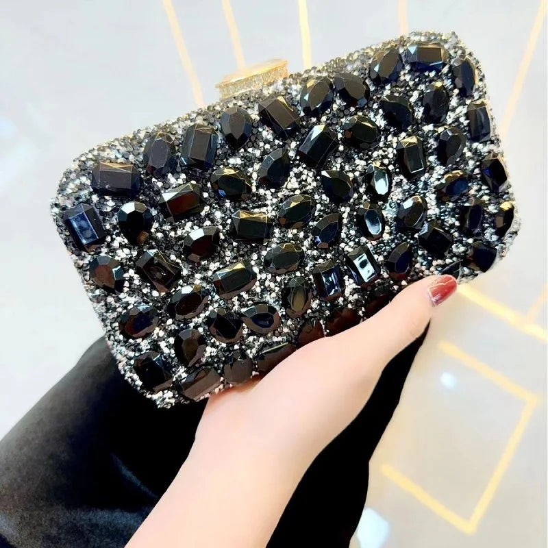 Women's Dinner Wedding Bag Studded Diamond Shoulder Crossbody Sequin Clutch Bag